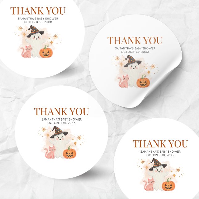 Adesivo Pequeno Chá de fraldas Boo Halloween Pumpkin (Halloween Little Boo Baby Shower Sticker)