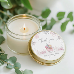 Adesivo Pequeno Chá de fraldas com floco de neve favorito