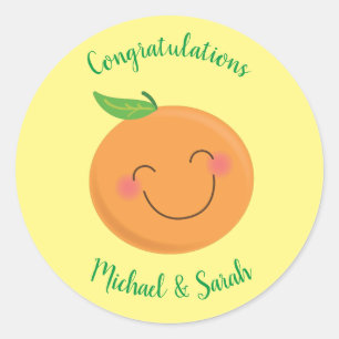 Adesivo Pequeno Chá de fraldas Cutie Tangerina Sexo Neutro