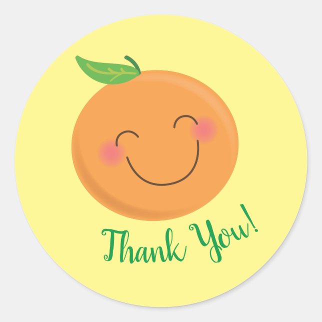 Adesivo Pequeno Chá de fraldas Cutie Tangerina Sexo Neutro (Frente)