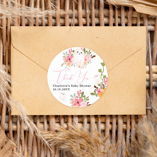 Adesivo Pequeno chá de fraldas de abóbora floral brilhante