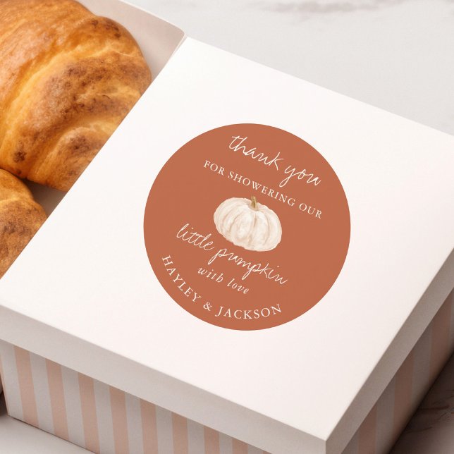 Adesivo Pequeno Chá de fraldas De Abóbora Obrigado (Criador carregado)