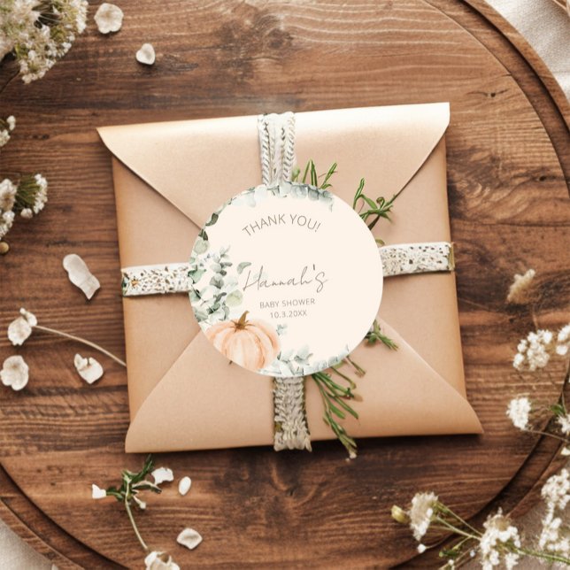 Adesivo Pequeno Chá de fraldas De Abóbora Obrigado Por Fav (Criador carregado)