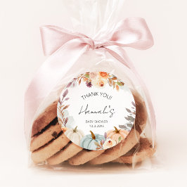 Adesivo Pequeno Chá de fraldas De Abóbora Obrigado Por Fav