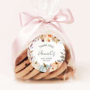 Adesivo Pequeno Chá de fraldas De Abóbora Obrigado Por Fav