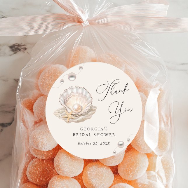 Adesivo Pequeno Chá de fraldas de Beashell de Praia do Oce (Criador carregado)