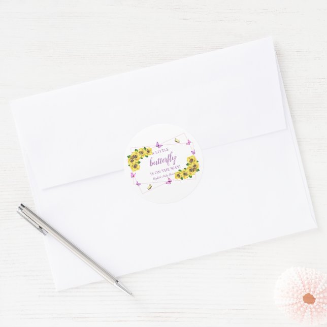 Adesivo Pequeno Chá de fraldas de borboleta (Envelope)