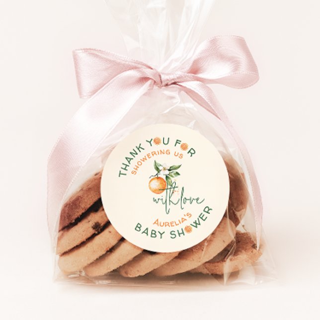 Adesivo Pequeno Chá de fraldas De Citros Cutie Obrigado A  (Criador carregado)