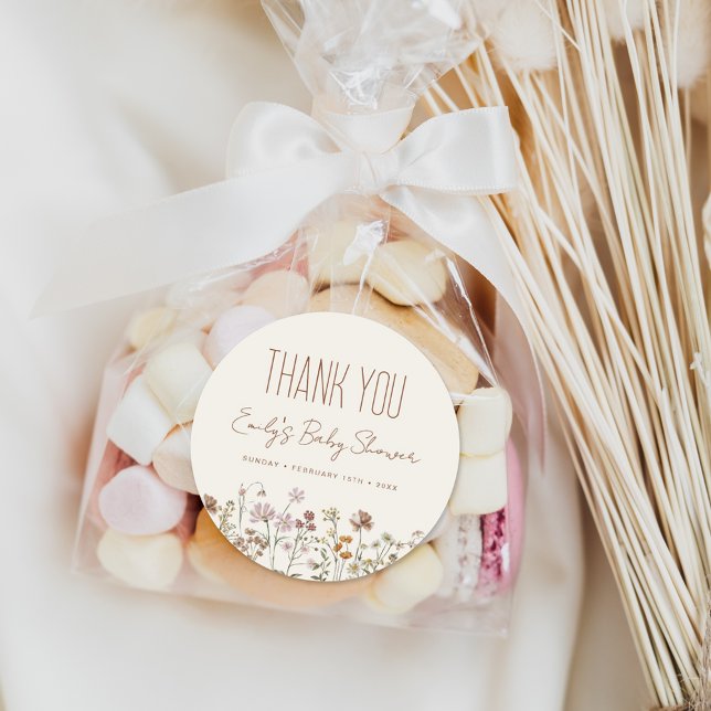 Adesivo Pequeno Chá de fraldas De Flor Selvagem, Obrigado (Criador carregado)