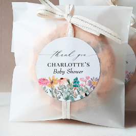 Adesivo Pequeno Chá de fraldas De Flor Selvagem Obrigado A