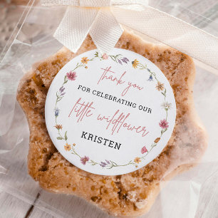 Adesivo Pequeno Chá de fraldas De Flor Selvagem Obrigado A