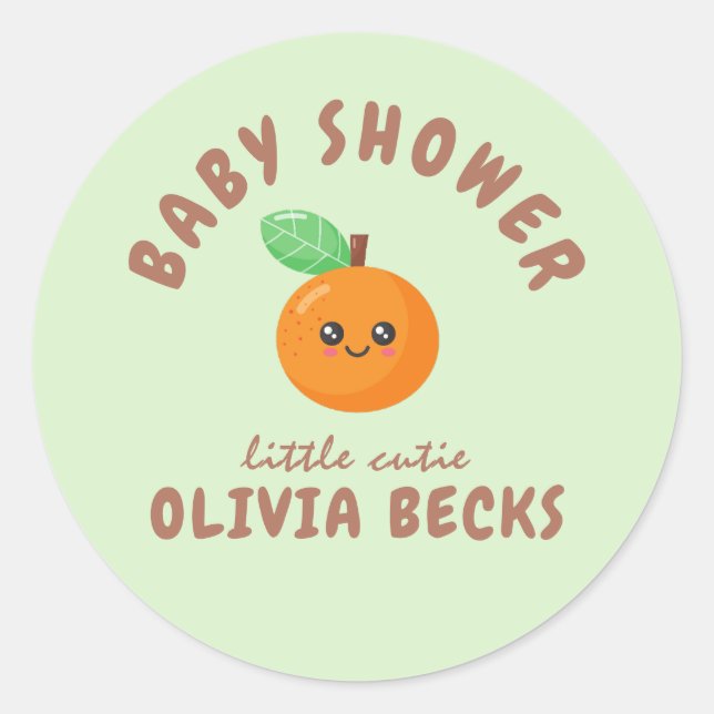Adesivo Pequeno Chá de fraldas de Laranja Cutie (Frente)