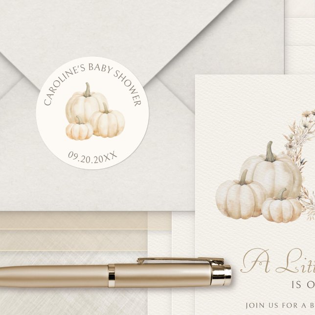 Adesivo Pequeno Chá de fraldas de outono Elegante de Abóbo (Criador carregado)