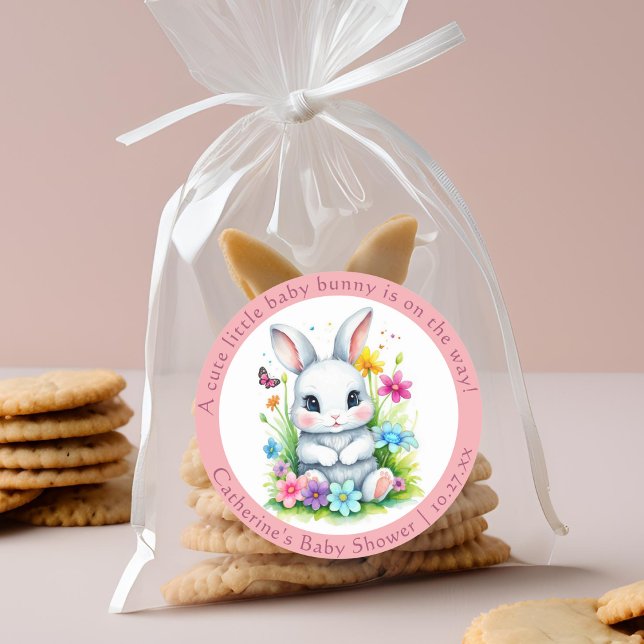 Adesivo Pequeno Chá de fraldas de Páscoa de Bunny Wildflow (Criador carregado)