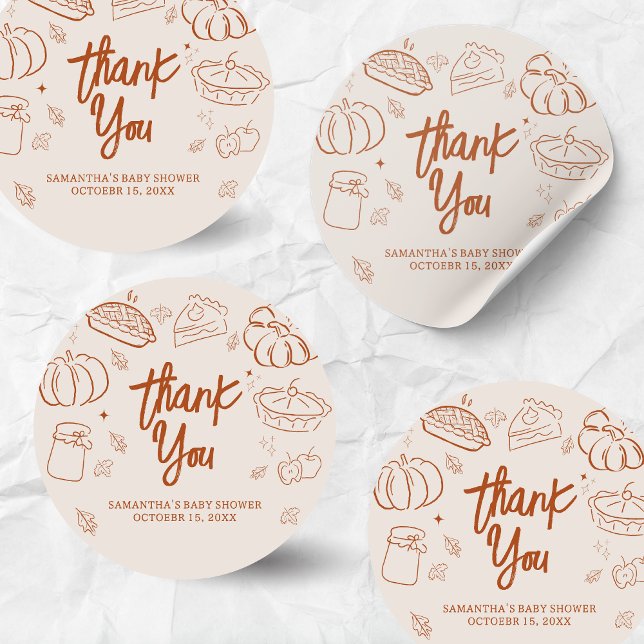 Adesivo Pequeno Chá de fraldas de Pizza Fall (Hand Drawn Little Cutie Pie Baby Shower Sticker)