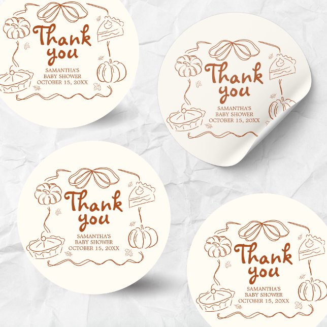 Adesivo Pequeno Chá de fraldas de Pumpkin de Torre (Hand Drawn Little Cutie Pie Baby Shower Sticker)
