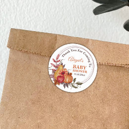 Adesivo Pequeno Chá de fraldas De Pumpkin Fall Floral Obri