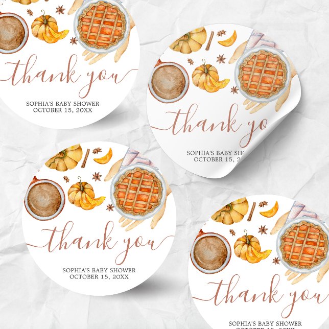 Adesivo Pequeno Chá de fraldas de tarte (Pumpkin Cutie Pie Fall Baby Shower Sticker)