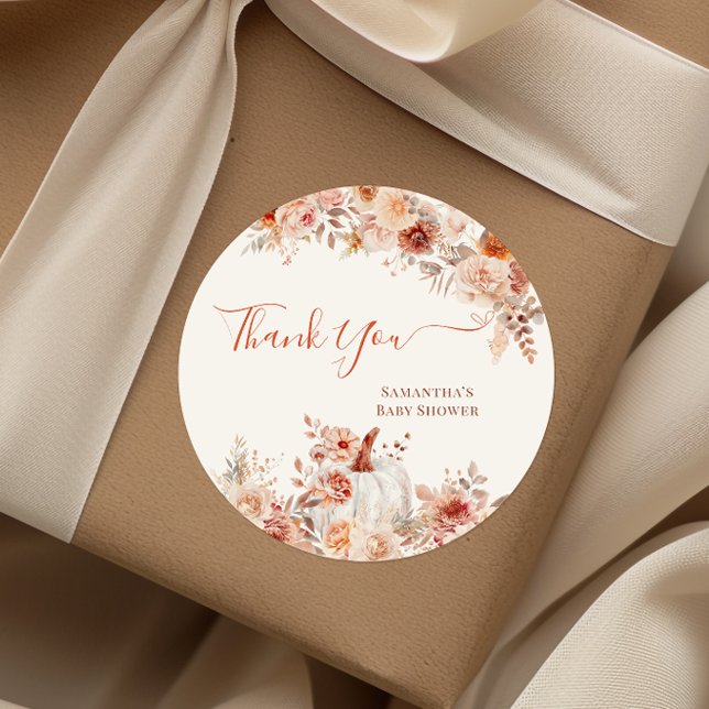 Adesivo Pequeno Chá de fraldas Floral de Abóbora (Criador carregado)