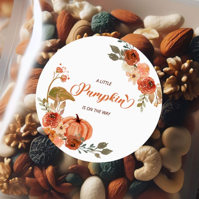 Adesivo Pequeno Chá de fraldas Floral de Abóbora (Criador carregado)