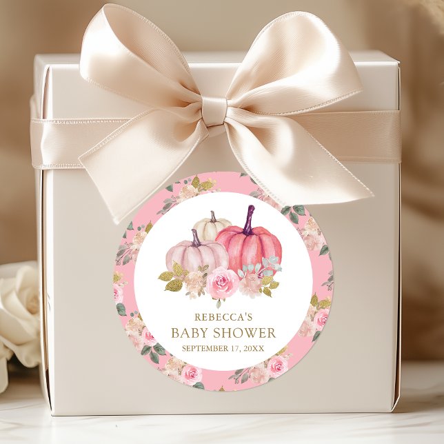 Adesivo Pequeno Chá de fraldas Floral Dourado Rosa-Rosa-Tr (Criador carregado)