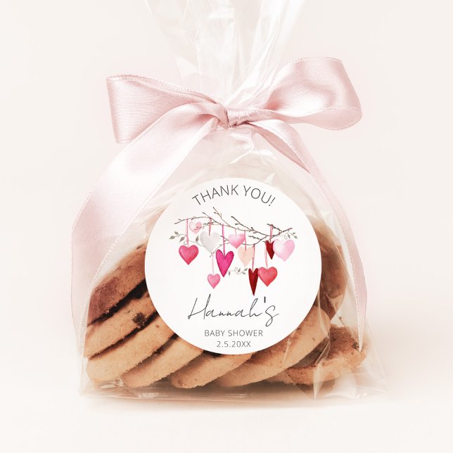 Adesivo Pequeno Chá de fraldas Querida Obrigado Por Favor (little sweetheart valentine baby shower favor sticker
)