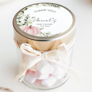 Adesivo Pequeno Chá de fraldas Rosa De Abóbora Obrigado Po