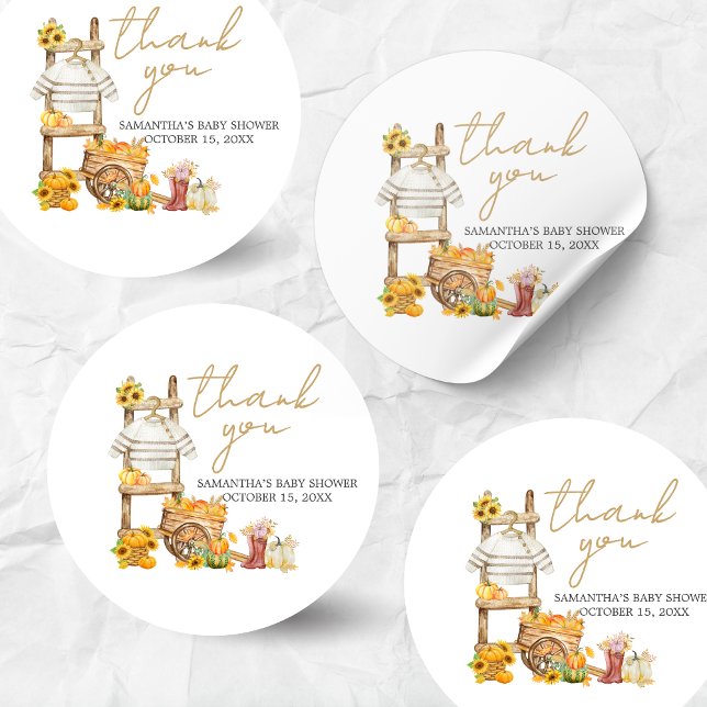 Adesivo Pequeno Chá de fraldas Russo de Abóbora (A Little Pumpkin Baby Shower Sticker)