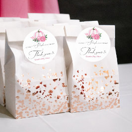 Adesivo Pequeno Chá de fraldas Rústico Rosa Esmagado