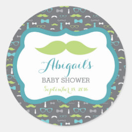 Adesivo Pequeno Chá de fraldas, Teal, Verde, Cinza