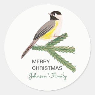 Adesivo Pequeno chapim de natal amarelo e árvore verde