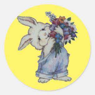Adesivo Pequeno Coelho Com Flores