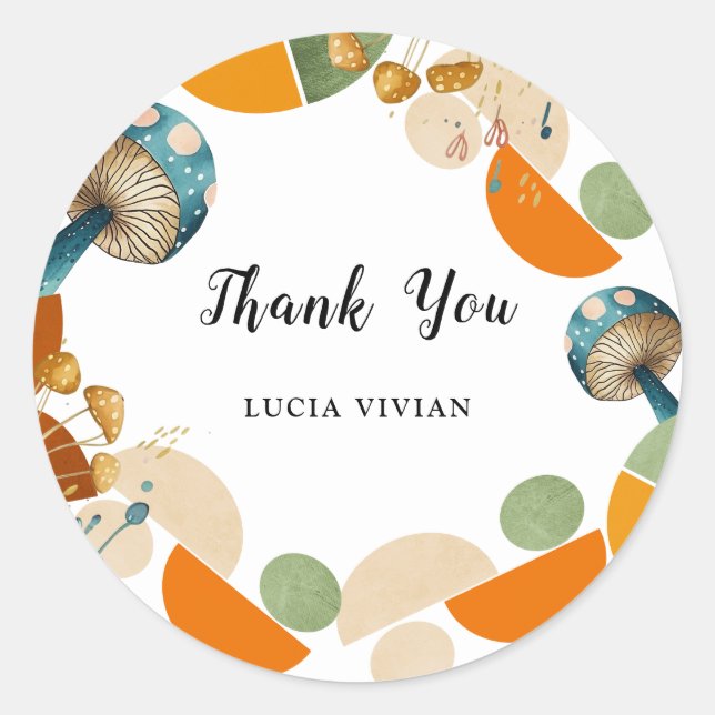 Adesivo Pequeno Cogumelo Geométrico Colorido Moderno (Frente)