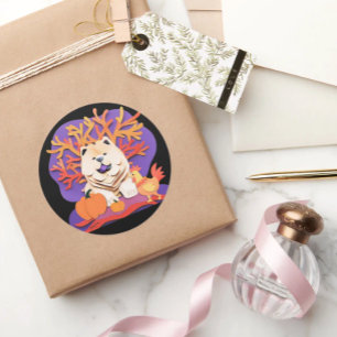 Adesivo Pequeno Creme BOO Chow escolhe o tamanho