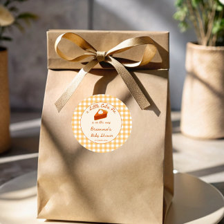 Adesivo Pequeno doce torta de abóbora gingham chá de bebê