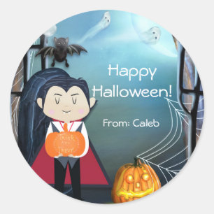 Adesivo Pequeno Drácula Vampiro Feliz Festa de Halloween