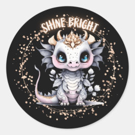 Adesivo Pequeno Dragão Ouro Branco "Brilhante"