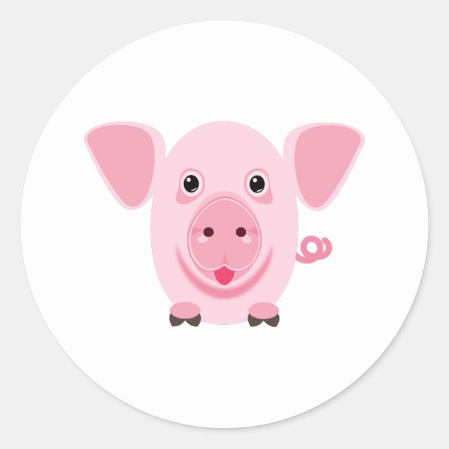 Adesivo Pequeno e feliz porco rosa (Frente)