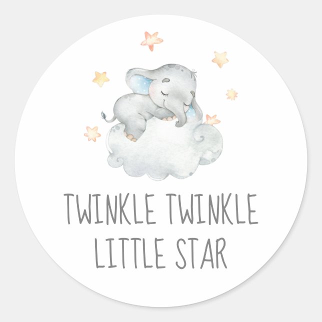 Adesivo Pequeno Elefante Twinkle Twinkle Pequena Estrela (Frente)