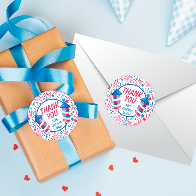 Adesivo Pequeno Firecracker 4 de julho Aniversário Obrigad (Criador carregado)