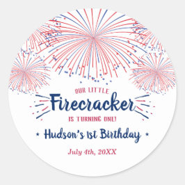Adesivo Pequeno Firecracker 4 de julho de primeiro anivers