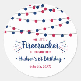 Adesivo Pequeno Firecracker 4 de julho de primeiro anivers
