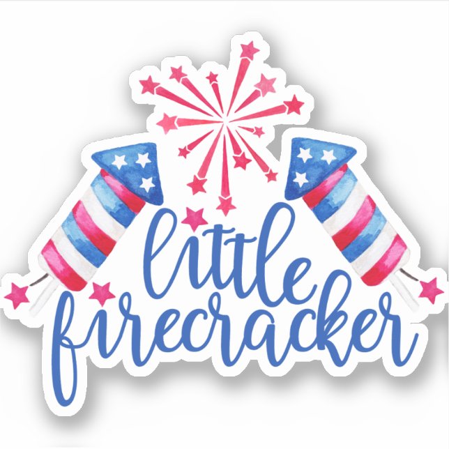 Adesivo Pequeno Firecracker 4 de julho Vermelho Branco e A (Frente)