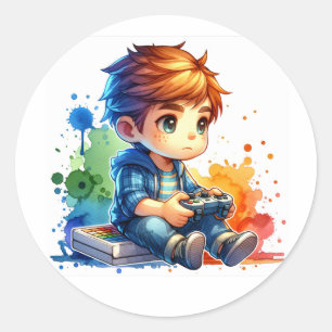 Adesivo Pequeno Garoto Tocando Videos games