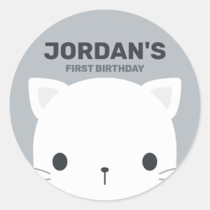 Adesivo Pequeno Gato Bonito com Nome Personalizado