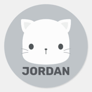 Adesivo Pequeno Gato Bonito com Nome Personalizado