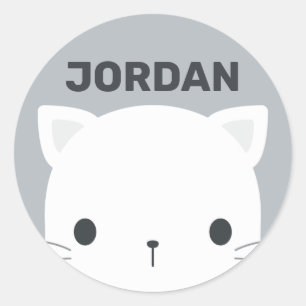 Adesivo Pequeno Gato Bonito com Nome Personalizado