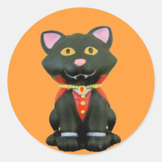 Adesivo Pequeno Gato Vampiro em Laranja