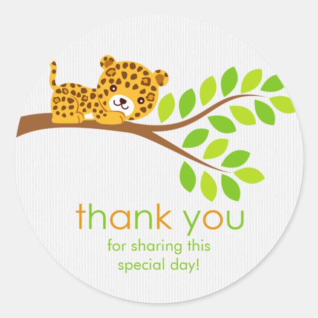 Adesivo Pequeno Leopardo Bonito Obrigado Sticker (Frente)