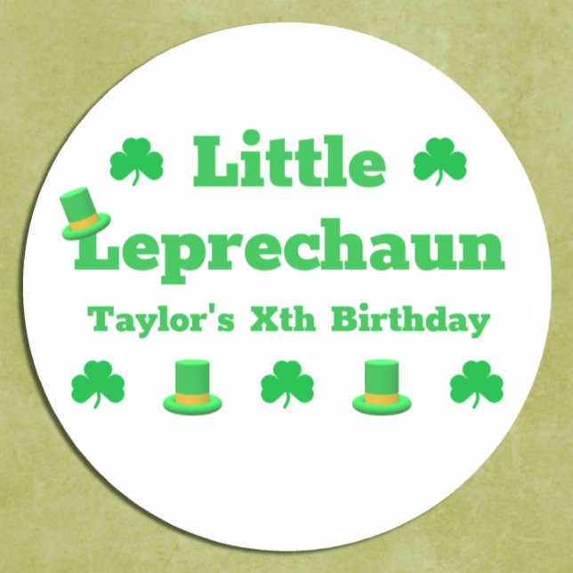 Adesivo Pequeno Leprechaun Birthday (Criador carregado)
